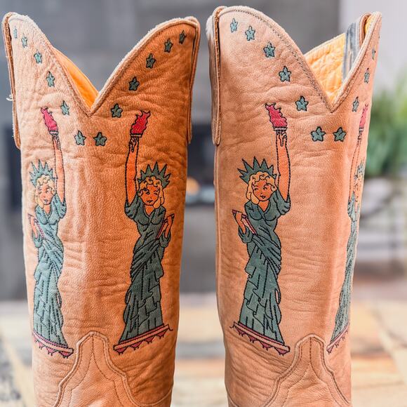 Rare Old Gringo Statue of Liberty Bald Eagle Tattooed Cowgirl Boots, Women’s 11B - Picture 5 of 10